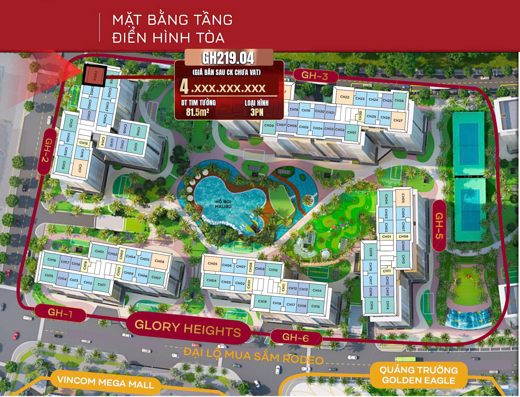 Căn hộ tòa GH2 phân khu Glory Heights từ chủ đầu tư_GH219.04